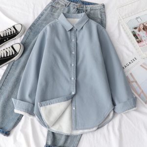 Chemise molletonnée à manches longues pour femme / Collection Automne-Hiver