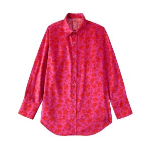 Chemise Zevity rose à motifs pour femme