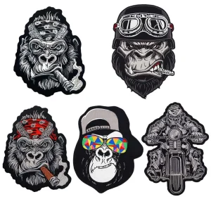 Grand patch brodé punk Gorille Motard
