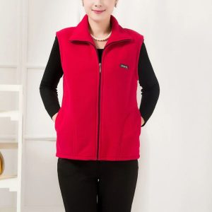 Polaire sans manche femme rouge chic et élégante