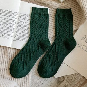Chaussette hiver femme vert foncé