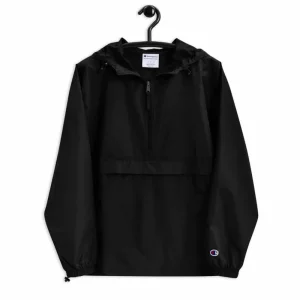 Coupe Vent brodé personnalisé Champion – Noir