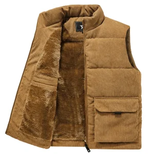 Polaire sans manches homme avec rembourrage marron