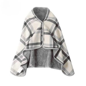 Poncho polaire couverture vintage avec boutons pour femme
