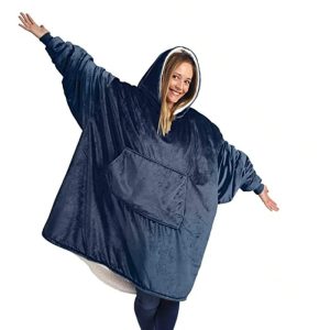 Poncho polaire femme doublé en peluche avec des manches longues et une poche centrale